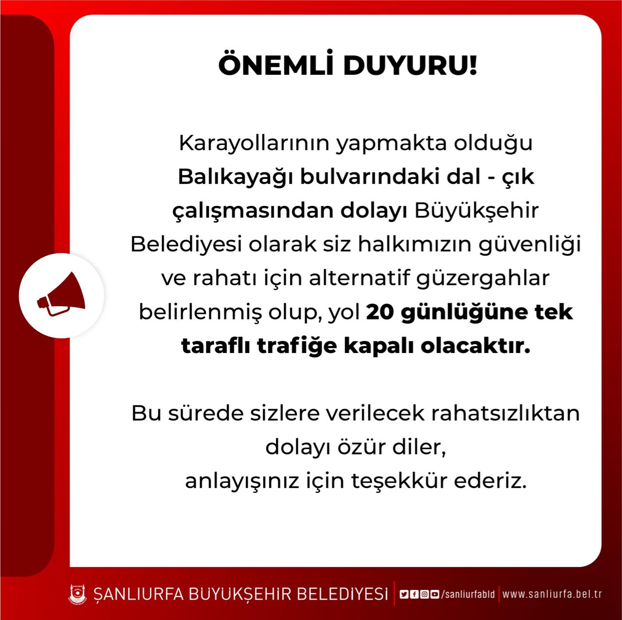 Büyükşehir Belediyesinden Önemli Duyuru